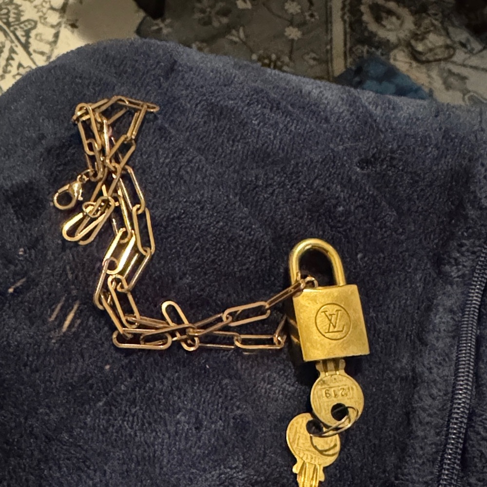 Louis Vuitton Gold-Tone Padlock and Key Charm Necklace